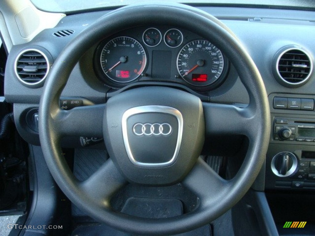 2006 Audi A3 2.0T Black Steering Wheel Photo #72607685