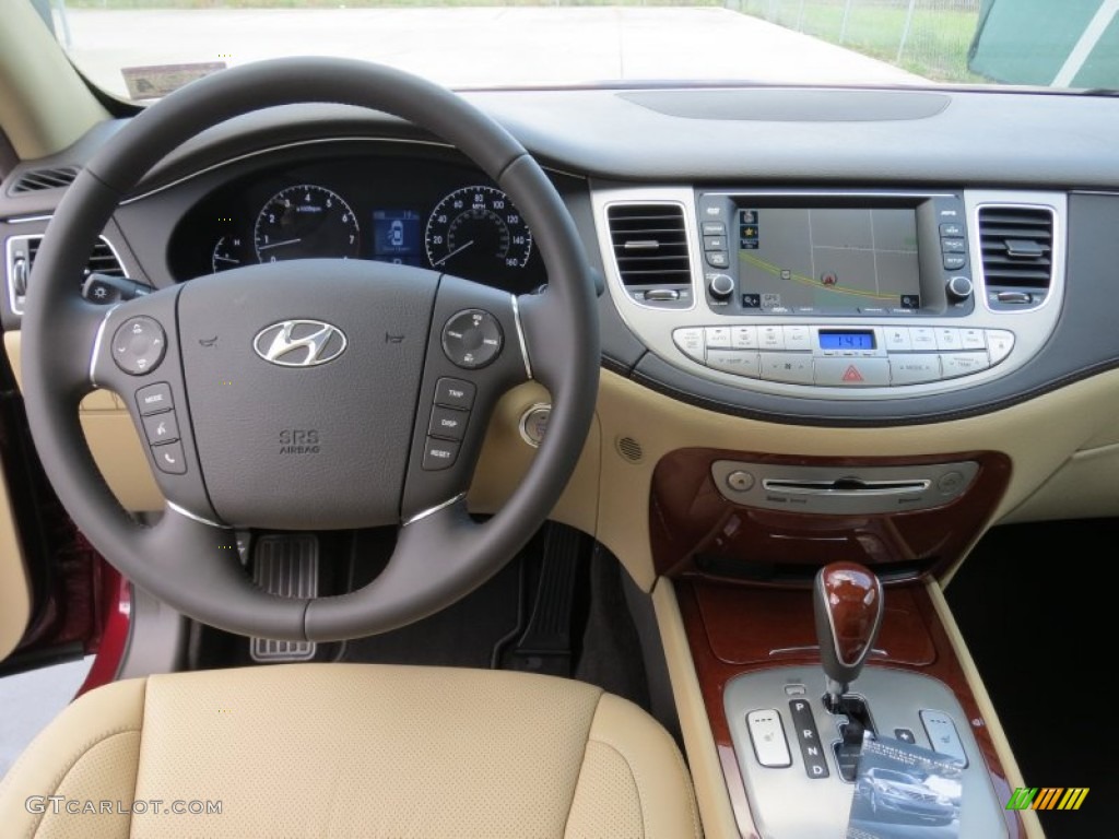2013 Hyundai Genesis 3.8 Sedan Cashmere Dashboard Photo #72614821
