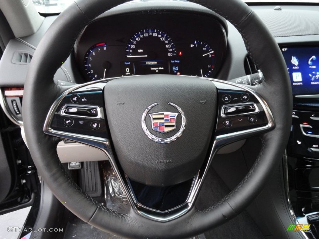 2013 Cadillac ATS 3.6L Luxury AWD Light Platinum/Jet Black Accents Steering Wheel Photo #72617843