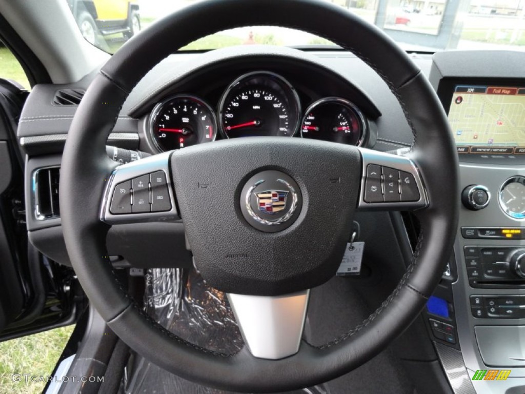 2013 Cadillac CTS 3.6 Sedan Ebony Steering Wheel Photo #72618317