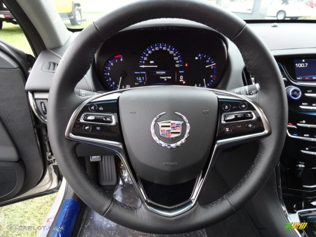 2013 Cadillac ATS 2.5L Jet Black/Jet Black Accents Steering Wheel Photo #72618842