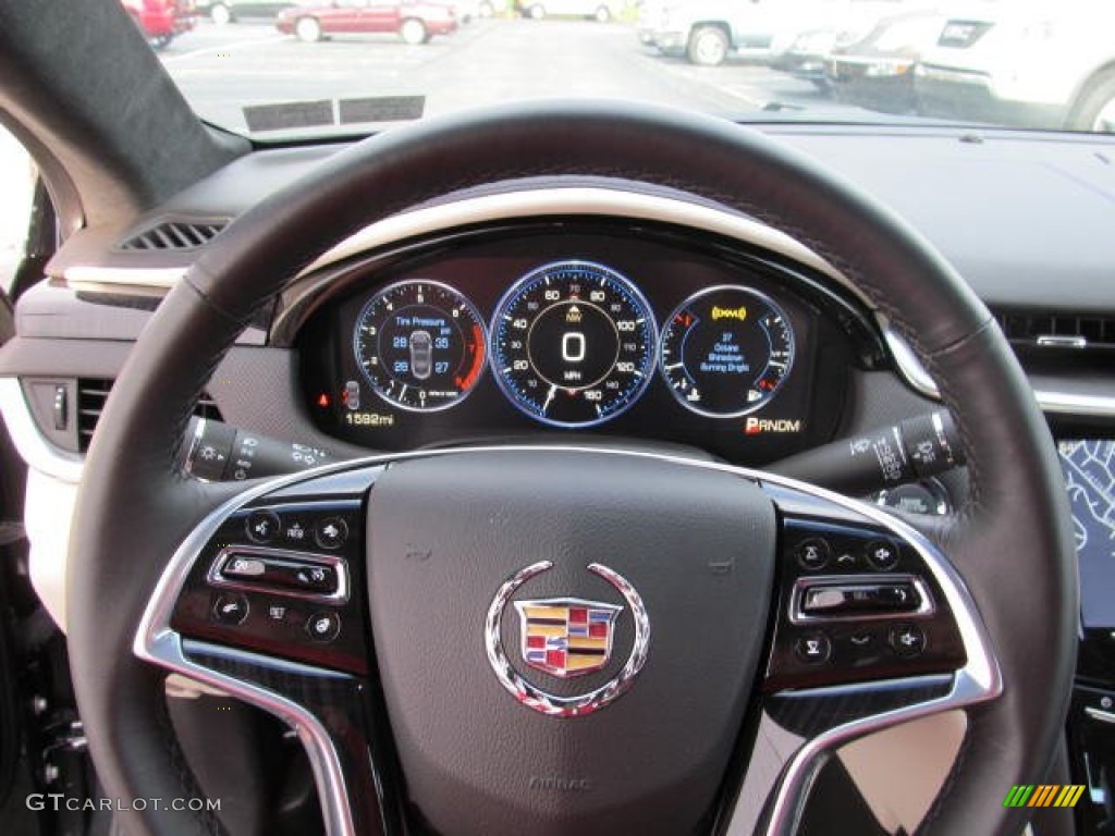 2013 Cadillac XTS Platinum AWD Jet Black/Light Wheat Opus Full Leather Steering Wheel Photo #72621527