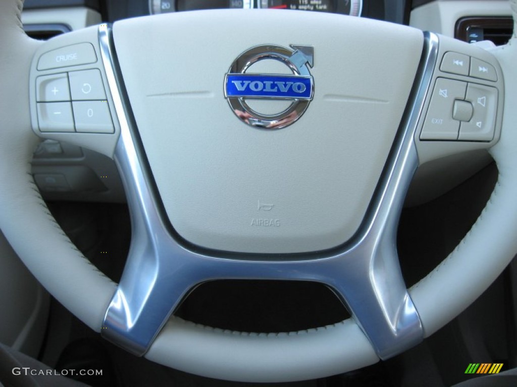 2013 Volvo S80 3.2 Soft Beige/Anthracite Steering Wheel Photo #72626414