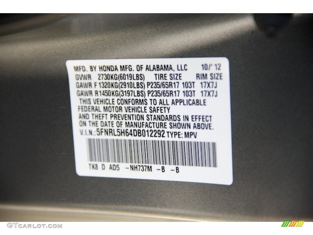 2013 Odyssey EX-L - Polished Metal Metallic / Gray photo #21