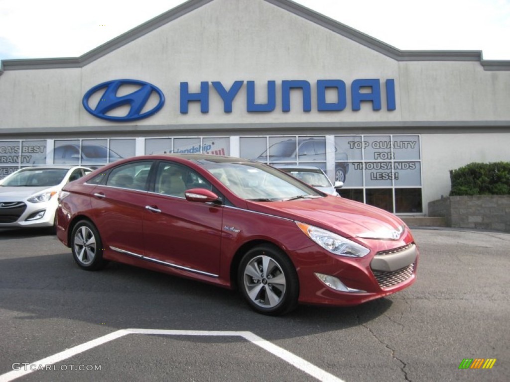 2012 Sonata Hybrid - Venetian Red Pearl / Camel photo #1