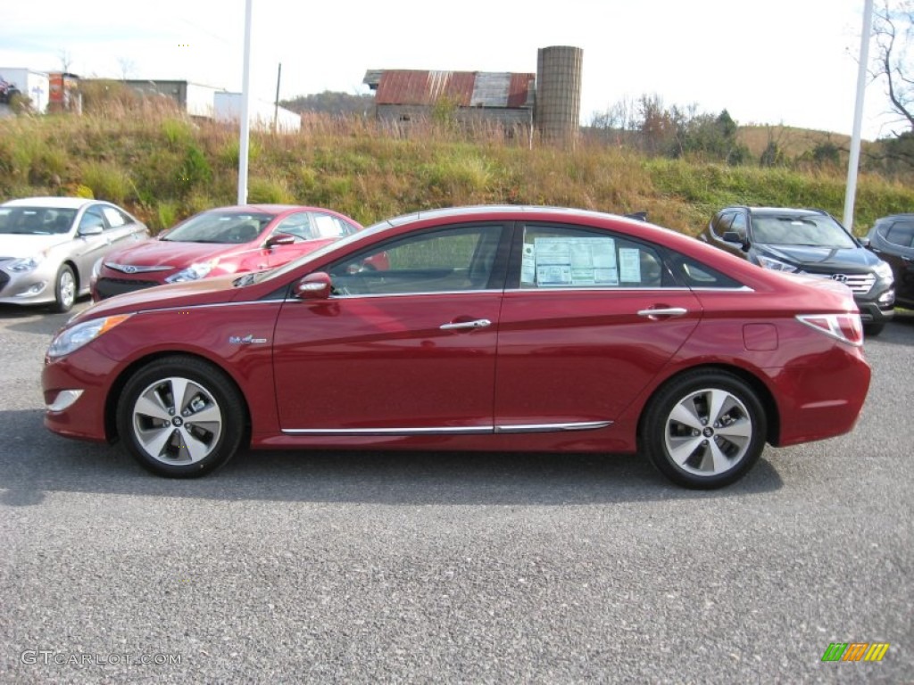2012 Sonata Hybrid - Venetian Red Pearl / Camel photo #2