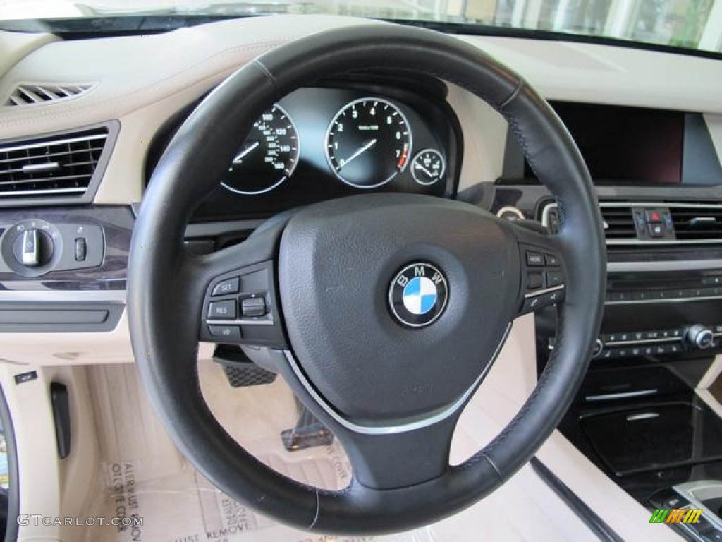 2009 BMW 7 Series 750i Sedan Oyster Nappa Leather Steering Wheel Photo #72631070