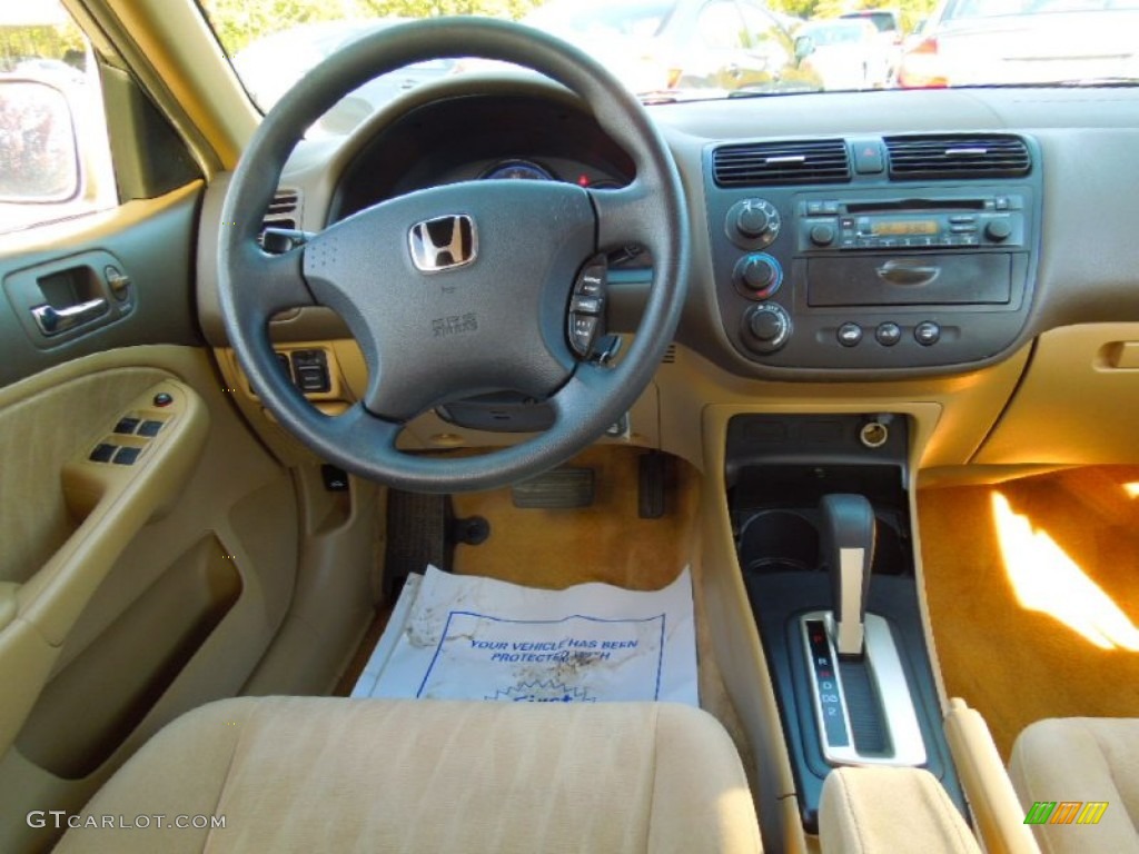 2004 Honda Civic EX Sedan Ivory Beige Dashboard Photo #72642041