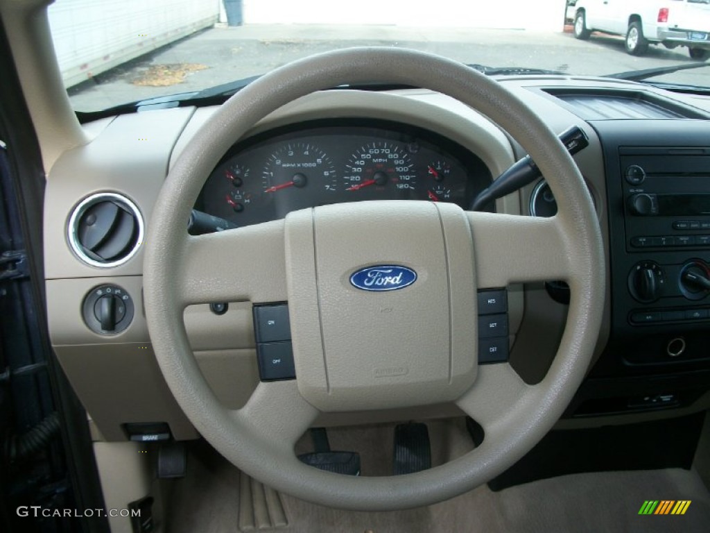 2004 Ford F150 XLT SuperCab Tan Steering Wheel Photo #72646829