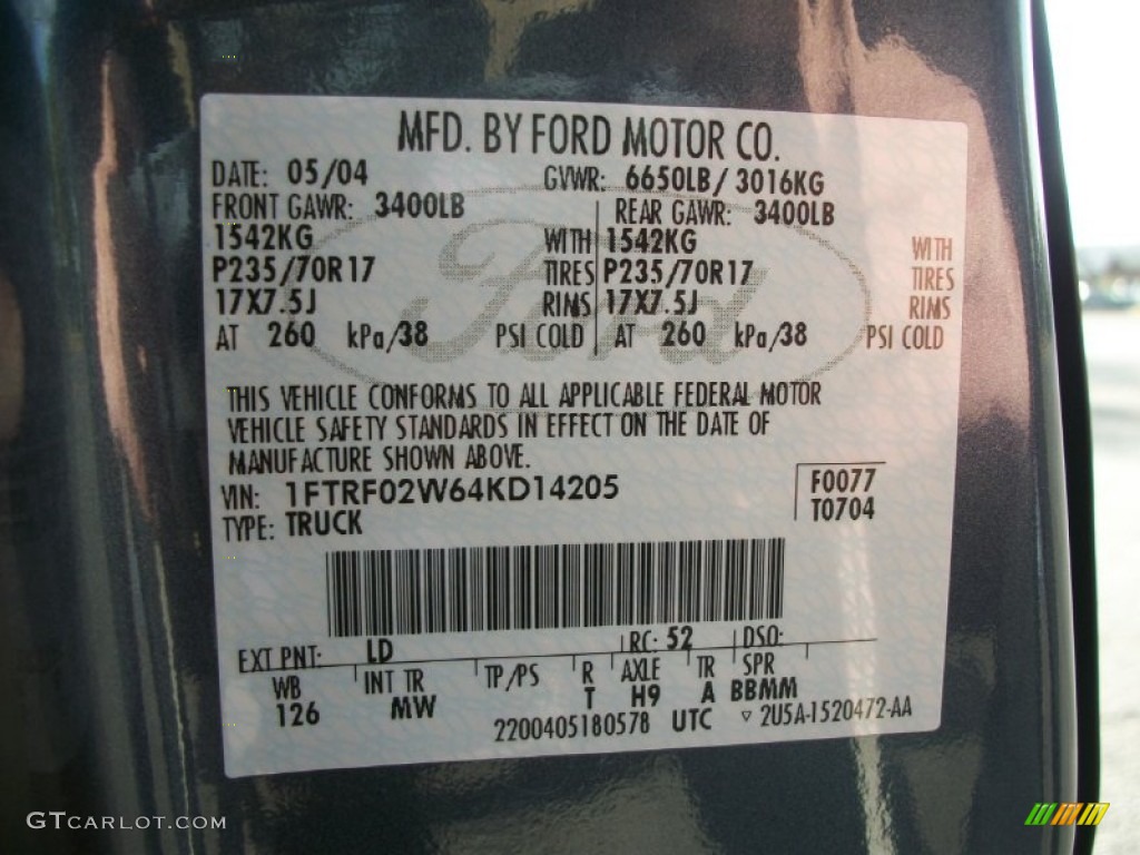 2004 F150 Color Code LD for Medium Wedgewood Blue Metallic Photo #72647144