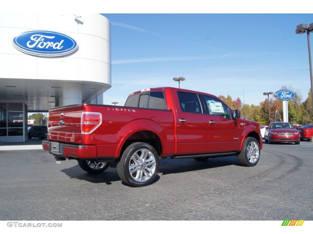 2013 F150 Limited SuperCrew 4x4 - Ruby Red Metallic / Limited Unique Red Leather photo #3