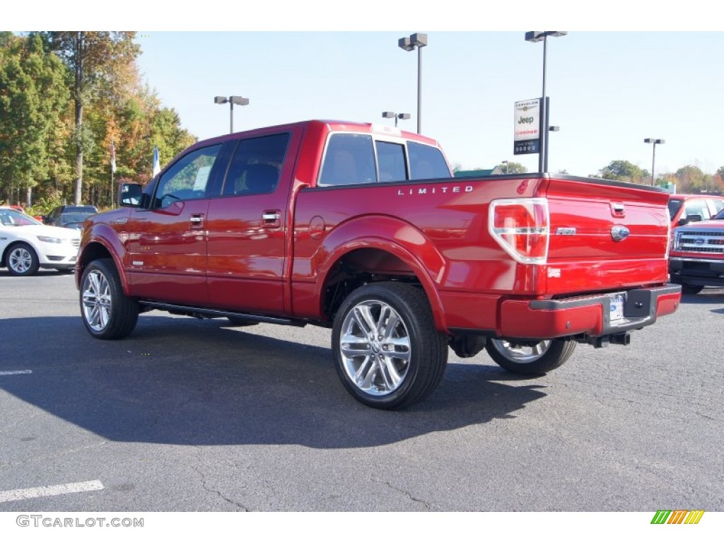 2013 F150 Limited SuperCrew 4x4 - Ruby Red Metallic / Limited Unique Red Leather photo #55
