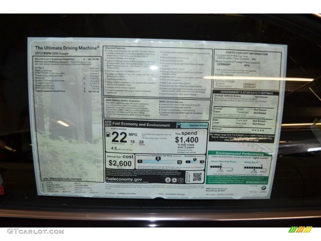 2013 3 Series 328i Coupe - Jet Black / Black photo #3