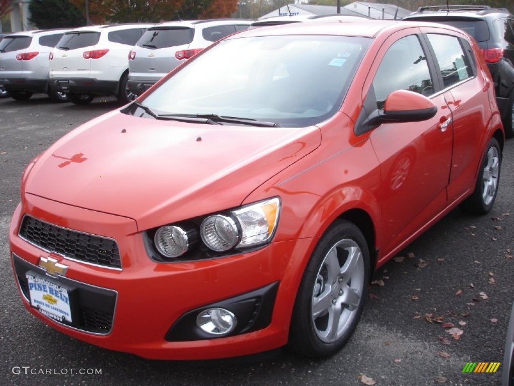 2013 Sonic LTZ Hatch - Inferno Orange Metallic / Jet Black/Dark Titanium photo #1