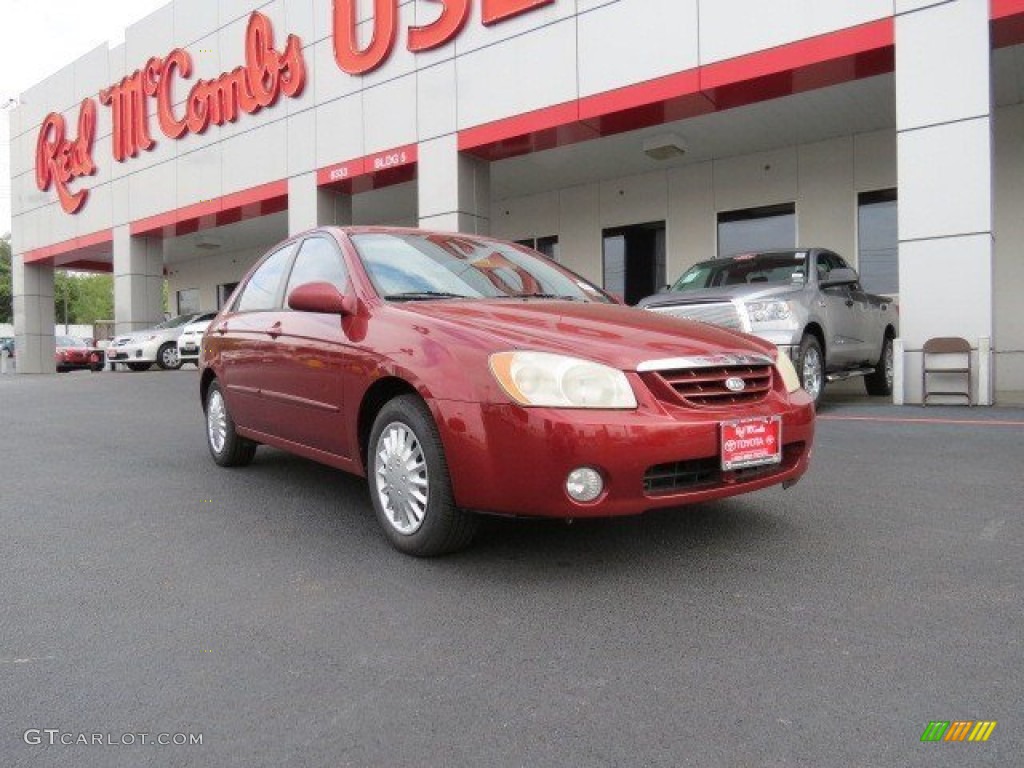 2005 Spectra EX Sedan - Radiant Red / Beige photo #1