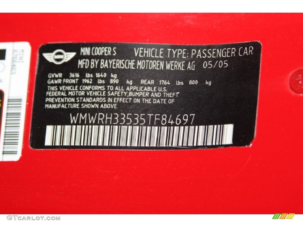2005 Cooper S Convertible - Chili Red / Black/Panther Black photo #22