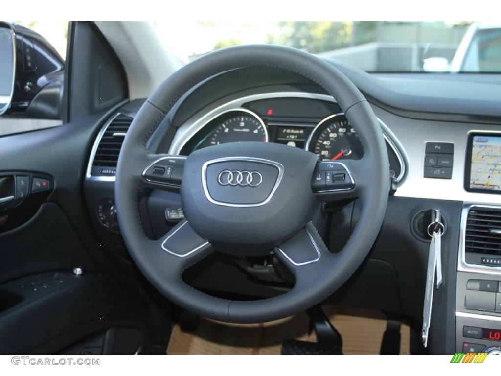 2013 Audi Q7 3.0 TDI quattro Black Steering Wheel Photo #72670987