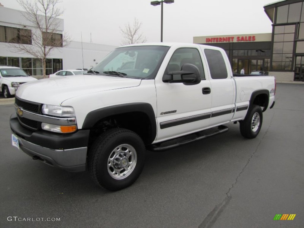 2002 Silverado 2500 LS Extended Cab 4x4 - Summit White / Medium Gray photo #1