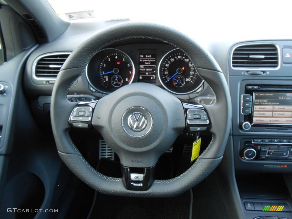 2013 Volkswagen Golf R 2 Door 4Motion Titan Black Steering Wheel Photo #72679932