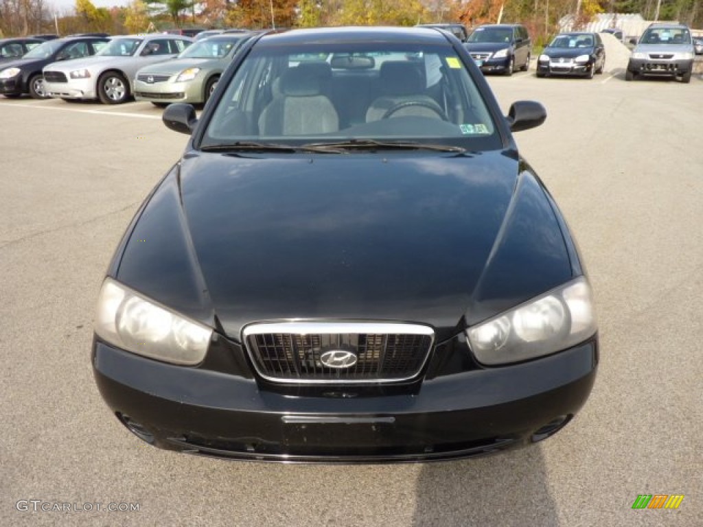 2002 Elantra GLS Sedan - Black Obsidian / Gray photo #2