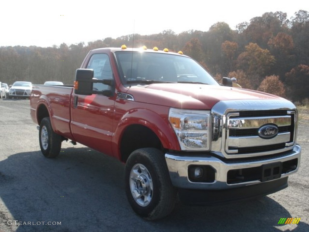 2012 F250 Super Duty XL Regular Cab 4x4 - Vermillion Red / Steel photo #2