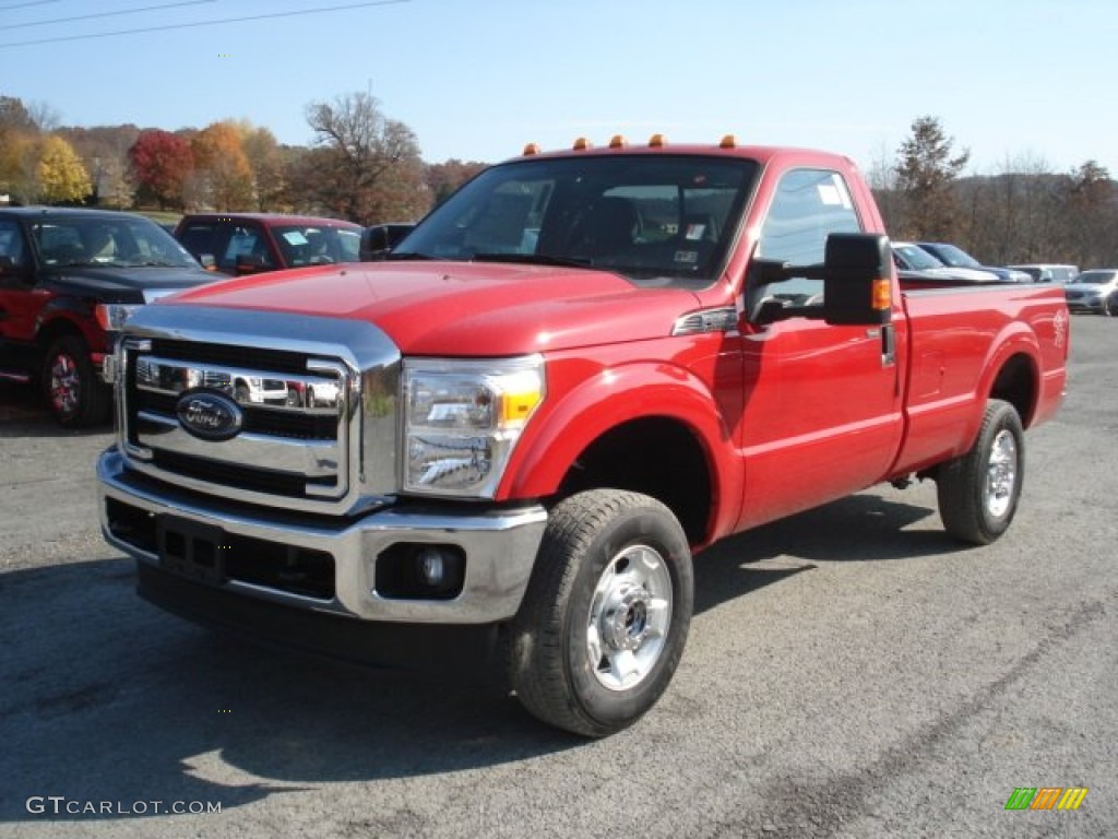 2012 F250 Super Duty XL Regular Cab 4x4 - Vermillion Red / Steel photo #4