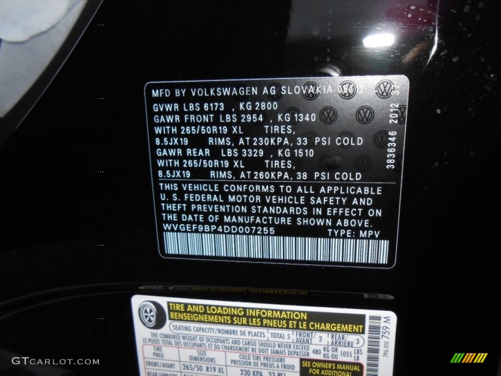 2013 Touareg VR6 FSI Lux 4XMotion - Black / Saddle Brown photo #24