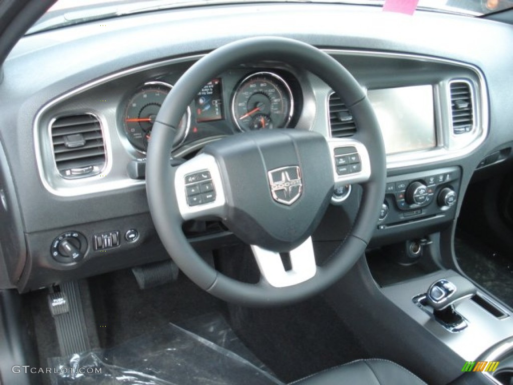 2013 Dodge Charger SXT AWD Black Steering Wheel Photo #72682696