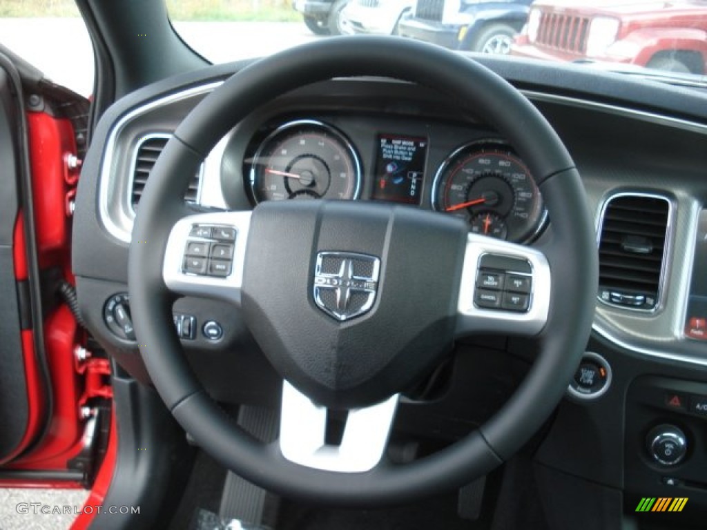 2013 Dodge Charger SXT AWD Black Steering Wheel Photo #72682870