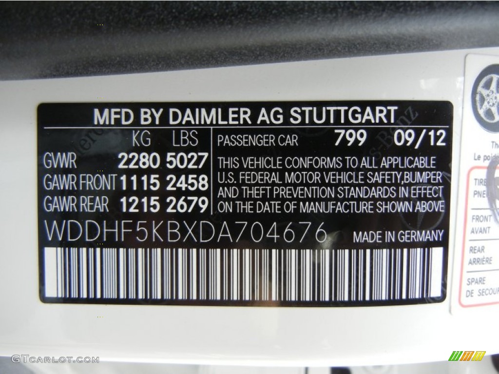 2013 E Color Code 799 for Diamond White Metallic Photo #72685420