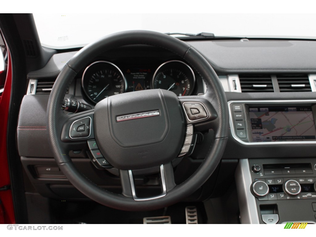 2012 Land Rover Range Rover Evoque Dynamic Dynamic Ebony/Pimento Steering Wheel Photo #72686596
