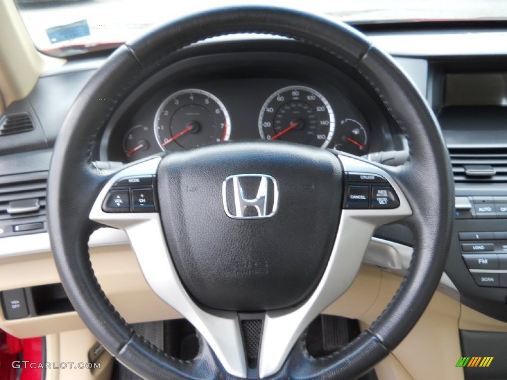 2009 Honda Accord EX-L V6 Coupe Ivory Steering Wheel Photo #72687605