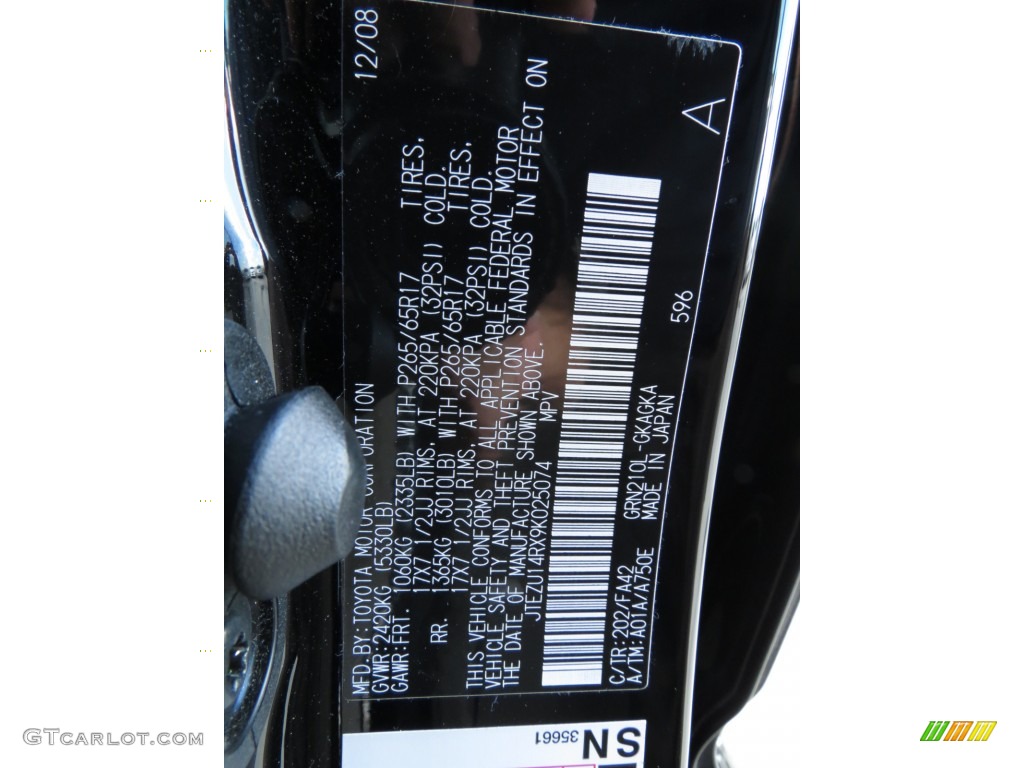 2009 4Runner Color Code 202 for Black Photo #72694501