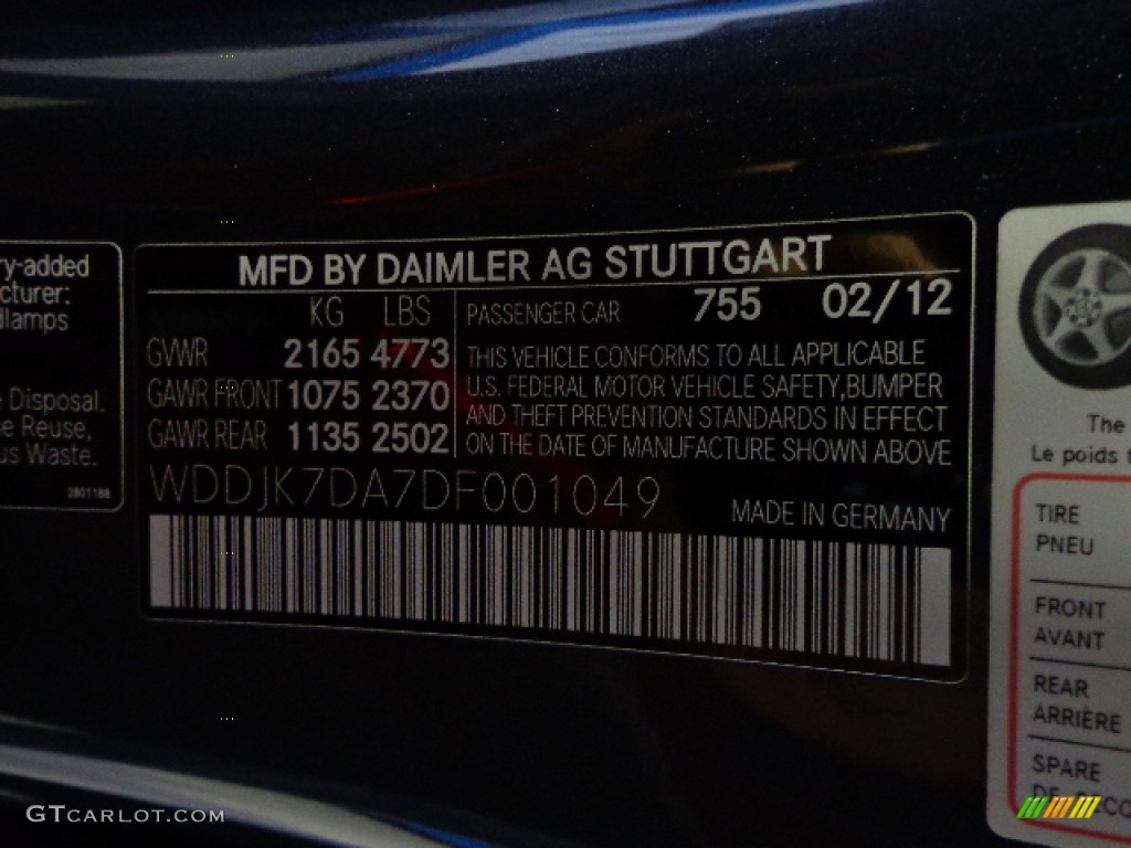 2013 SL Color Code 755 for Steel Grey Metallic Photo #72695305