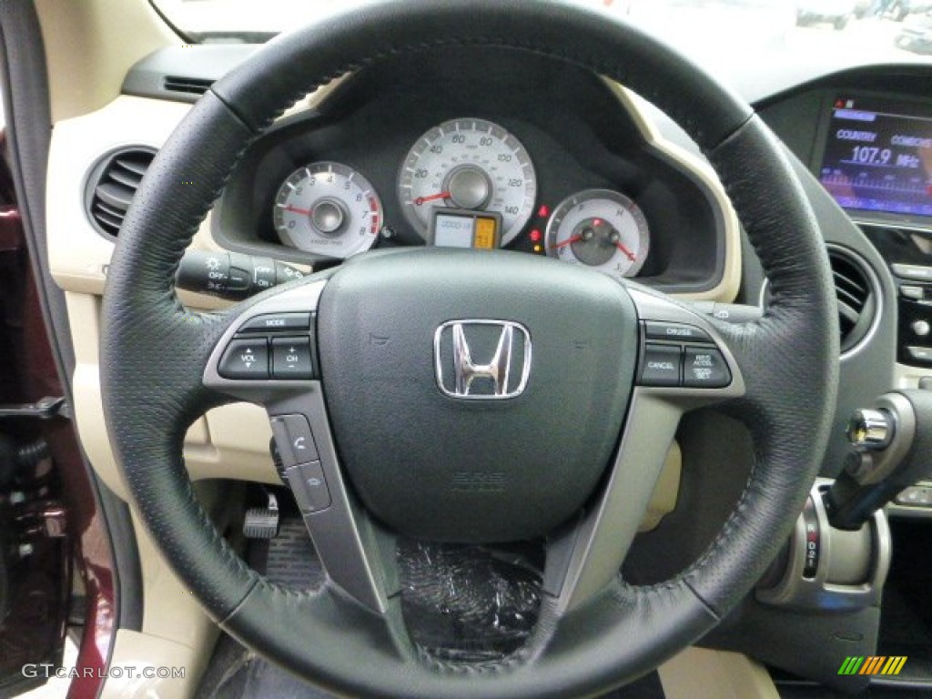 2013 Honda Pilot EX-L 4WD Beige Steering Wheel Photo #72701449