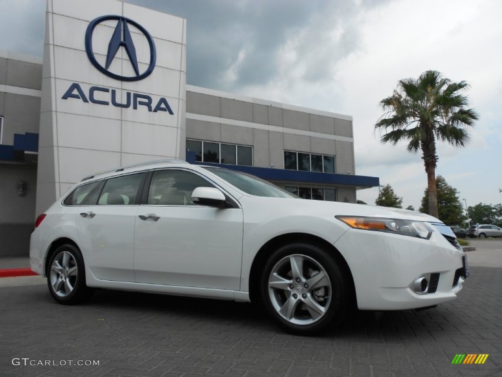 2012 TSX Technology Sport Wagon - Bellanova White Pearl / Taupe photo #1