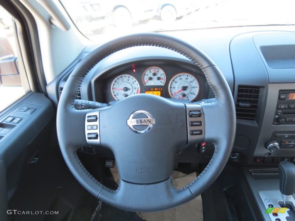 2012 Nissan Titan SV Crew Cab Sport Apperance Gray/Charcoal Steering Wheel Photo #72707265