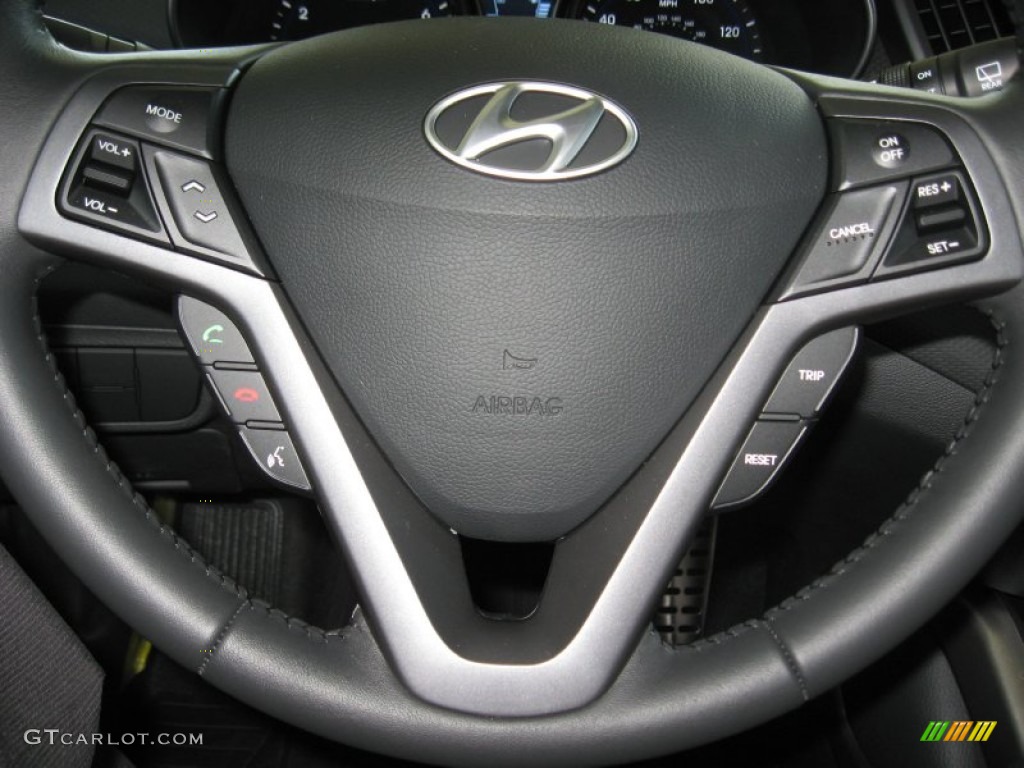 2013 Hyundai Veloster Turbo Black Steering Wheel Photo #72709727