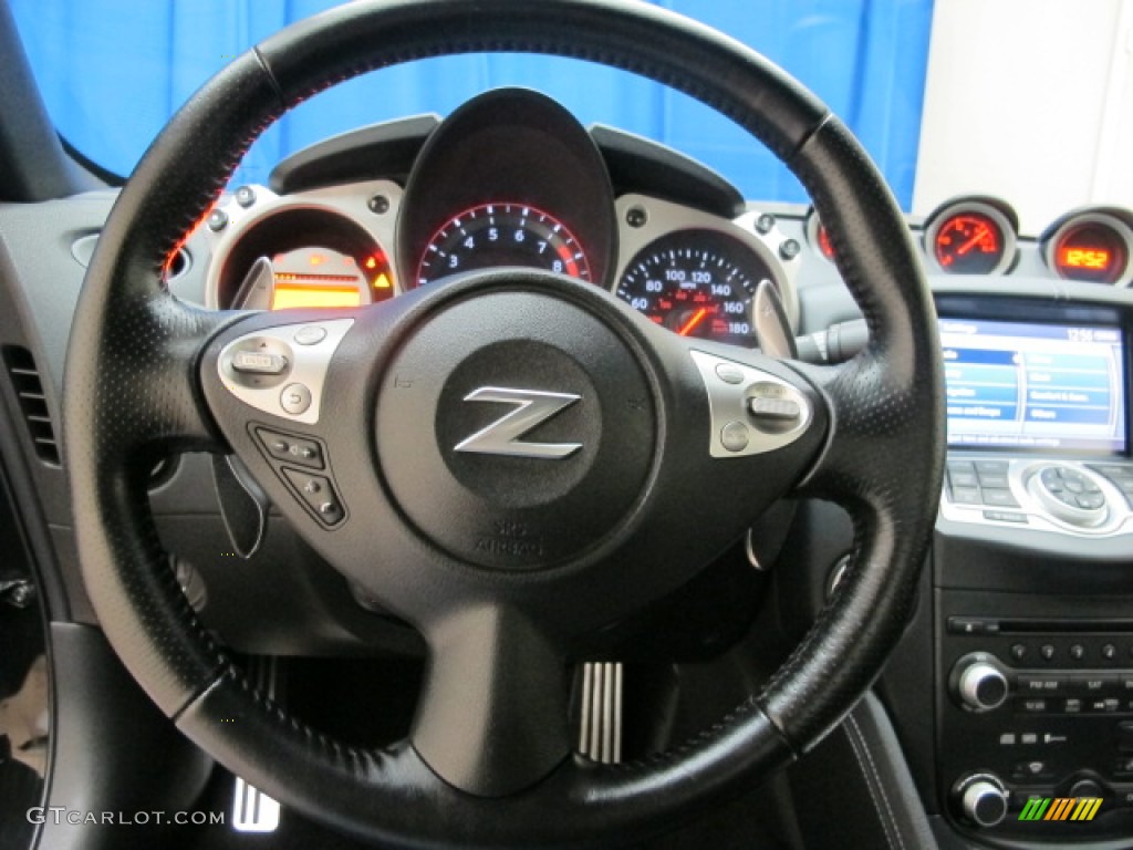 2009 Nissan 370Z Coupe Black Leather Steering Wheel Photo #72714347