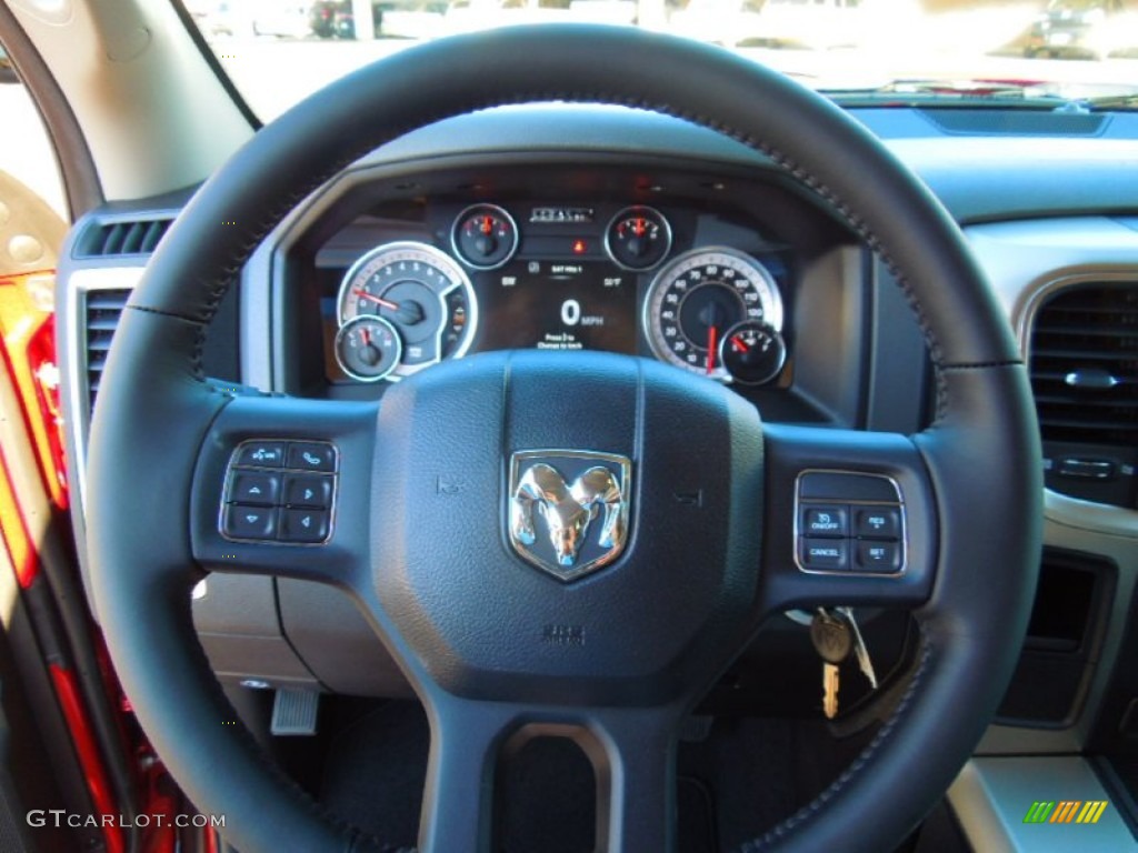 2013 Ram 1500 Big Horn Quad Cab Black/Diesel Gray Steering Wheel Photo #72716993