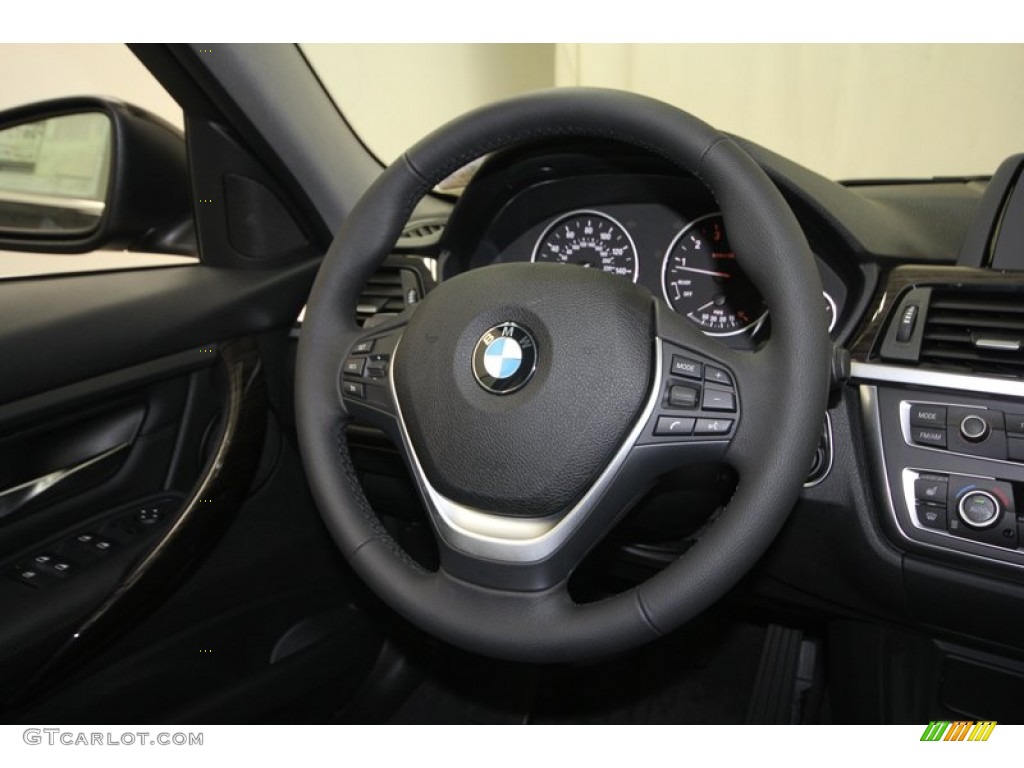 2013 BMW 3 Series 328i Sedan Black Steering Wheel Photo #72717560