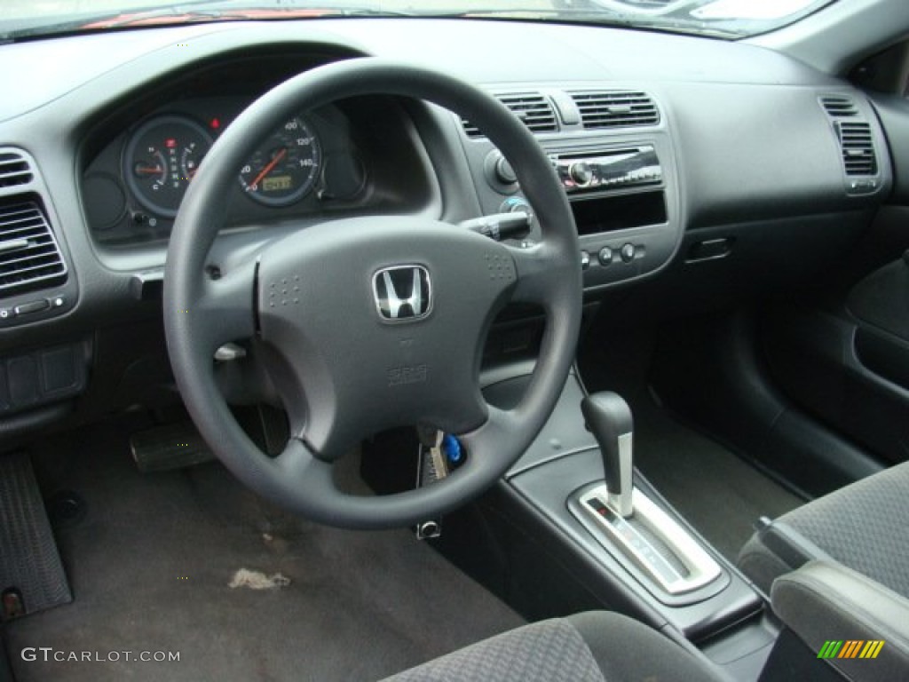 Black Interior 2005 Honda Civic Value Package Coupe Photo #72718728