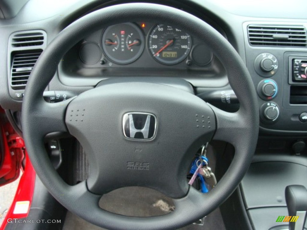 2005 Honda Civic Value Package Coupe Black Steering Wheel Photo #72718793