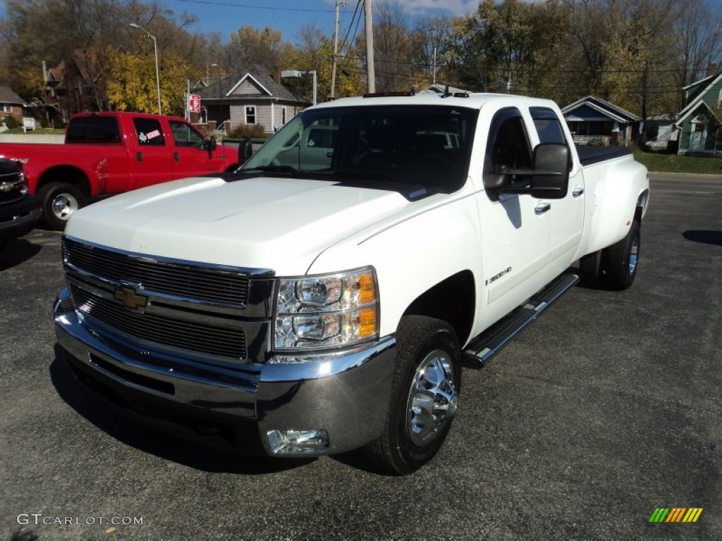 2008 Silverado 3500HD LTZ Crew Cab 4x4 Dually - Summit White / Ebony photo #2