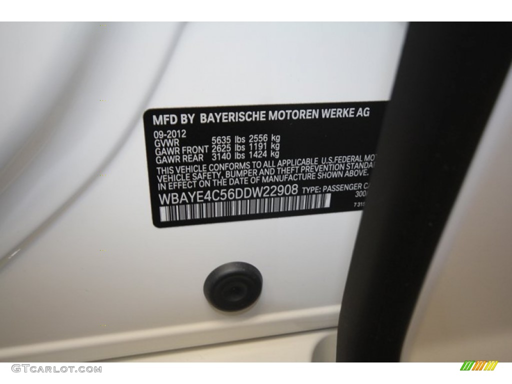 2013 7 Series Color Code 300 for Alpine White Photo #72722591