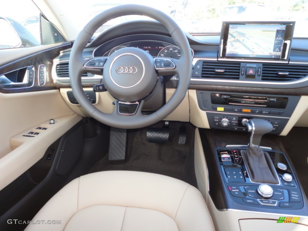 2013 Audi A7 3.0T quattro Premium Plus Velvet Beige Dashboard Photo #72724067