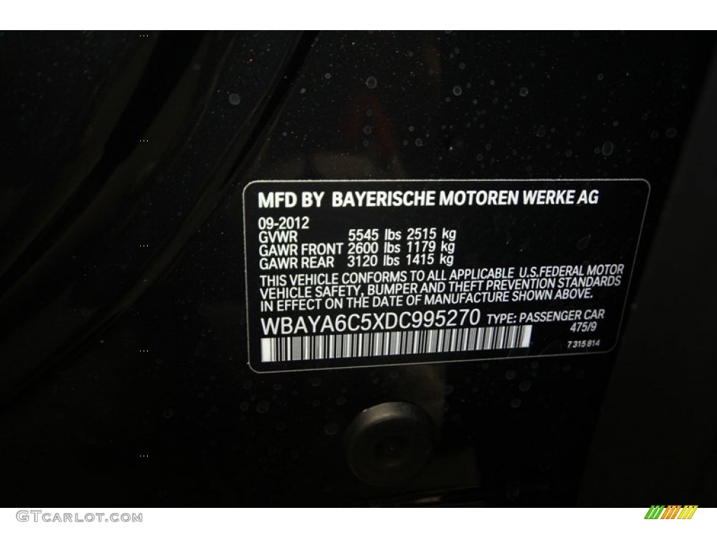 2013 7 Series Color Code 475 for Black Sapphire Metallic Photo #72724400