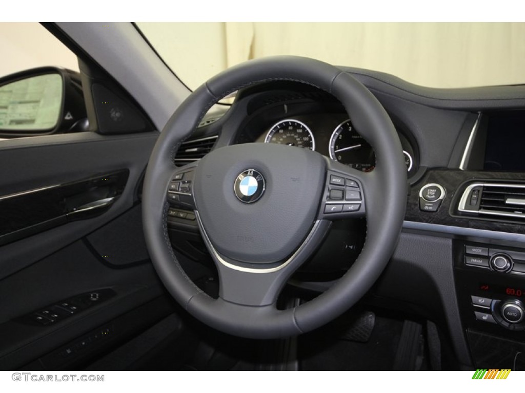 2013 BMW 7 Series 740i Sedan Black Steering Wheel Photo #72724778