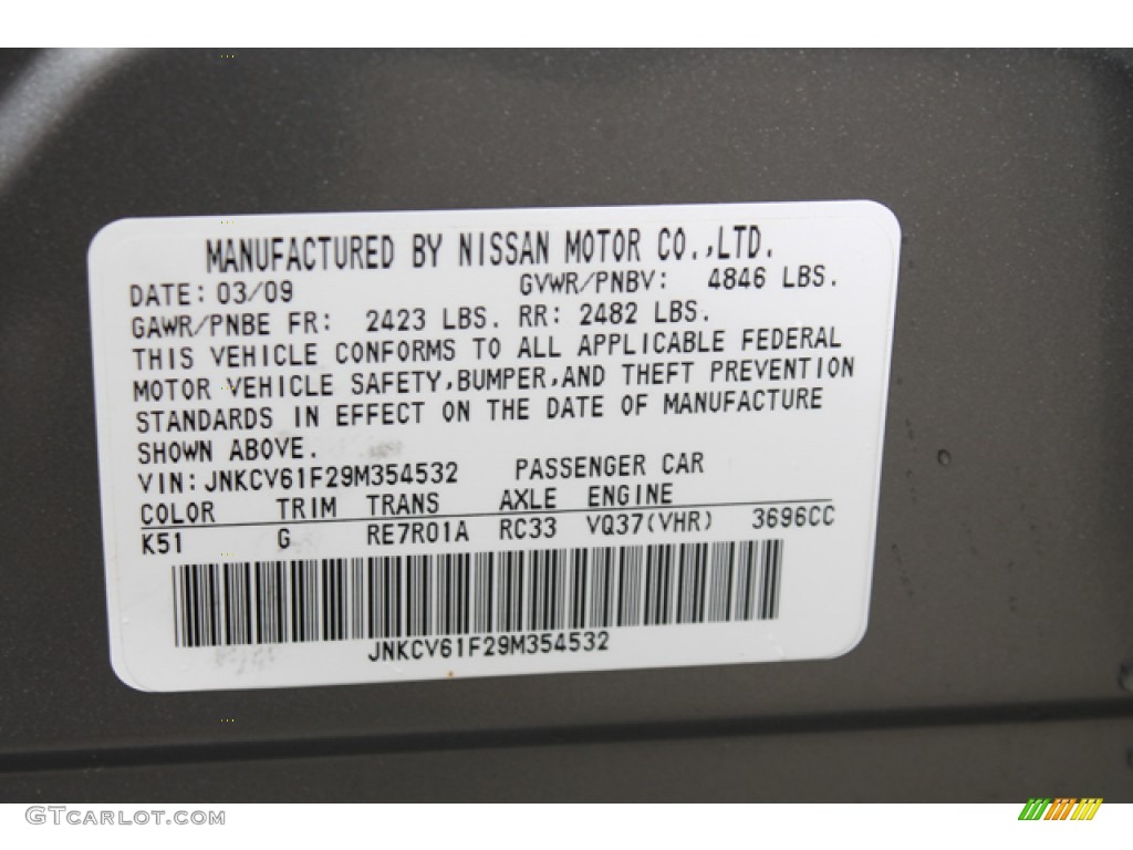 2009 G 37 x Sedan - Platinum Graphite / Graphite photo #32