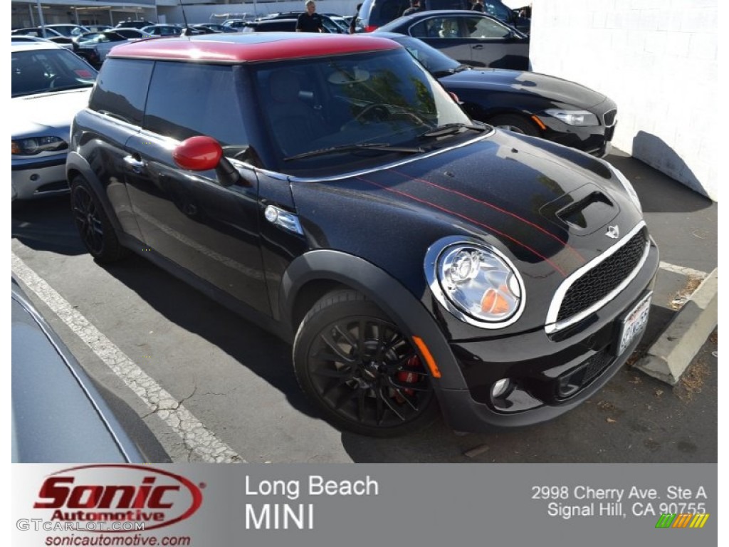 2011 Cooper John Cooper Works Hardtop - Midnight Black Metallic / Carbon Black/Championship Red Piping Lounge Leather photo #1